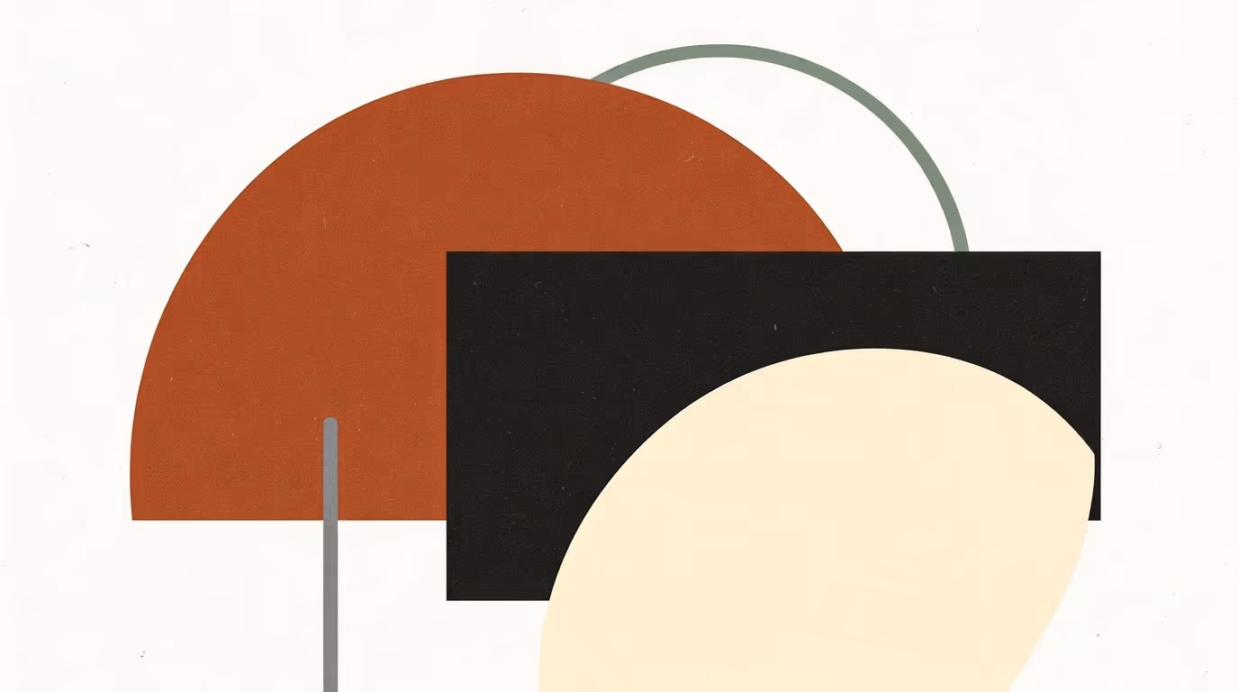 Abstract painterly illustration in NoCodeLab brand colours beside the homepage hero